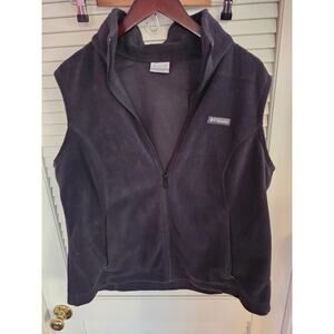 Columbia Vest Women’s Large Black Full Zip Fleece Zip Pockets Sweater Ladies 1X‎